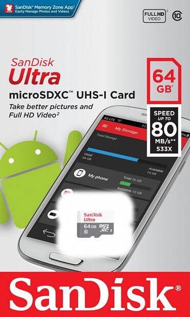 SanDisk Ultra microSD 64GB Class 10 