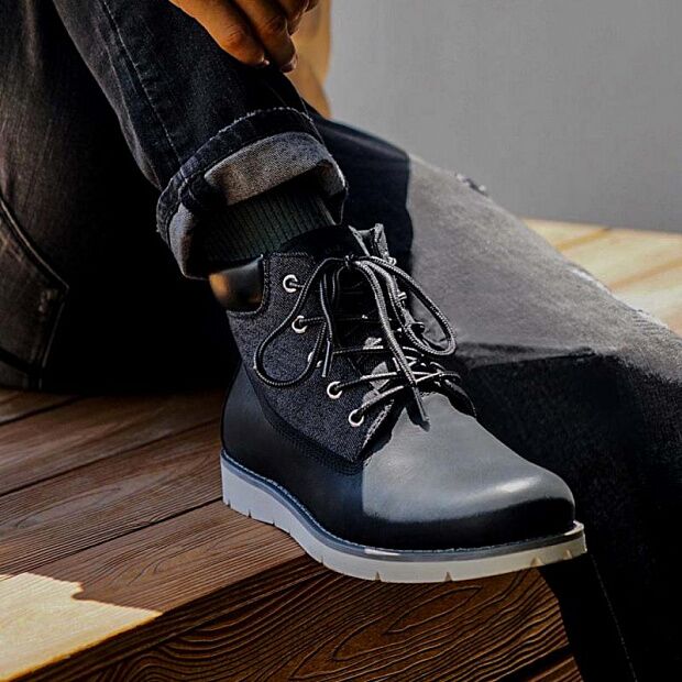 Xiaomi Seven-Faced Cowhide Simple Casual Men's Boots (Black) - 2
