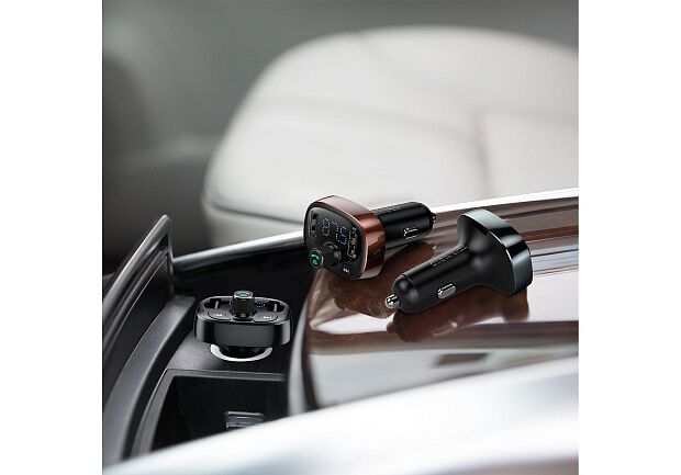 Автомобильный FM-трансмиттер Baseus Typed Bluetooth MP3 Car Charger Tarnish CCALL-TM01 (Black/Черный) - 6