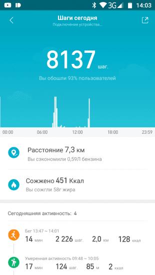 Меню приложения Mi Fit для Xiaomi Mi Sneakers Smart Version